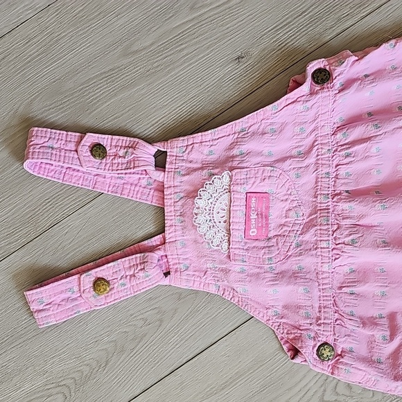Vintage OshKosh Pink Tab Pink Floral Overall Dress / Dressall, Size 6X - Picture 2 of 14